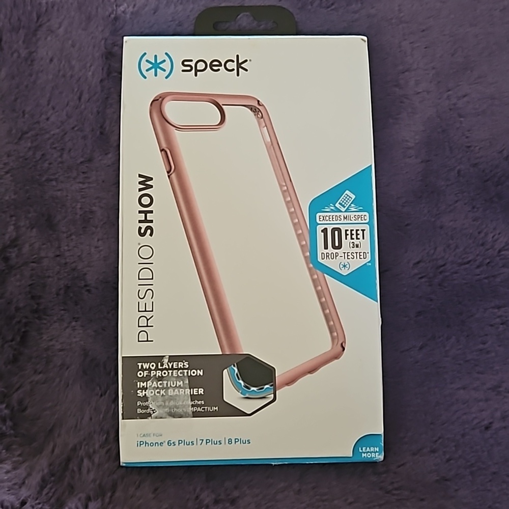 Speck Presido Show Cell Phone Case iPhone 6s Plus 7 Plus 8 Plus Light Pink 2 Lay